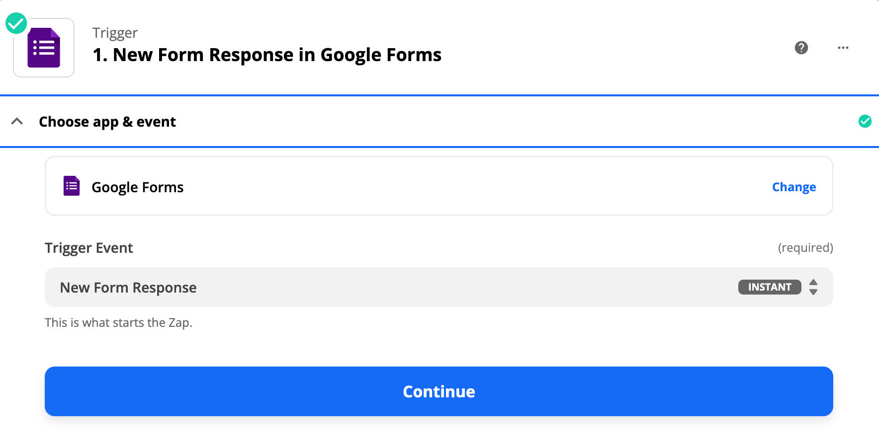 Zapier Google Forms Trigger Step 1