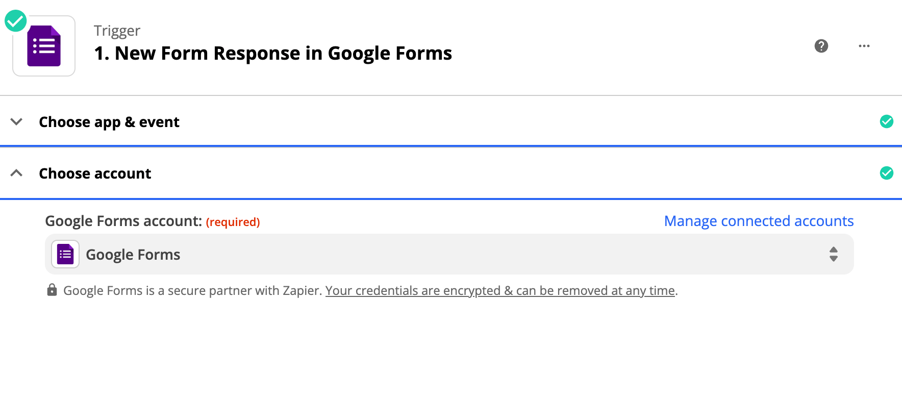 Zapier Google Forms Trigger Step 2