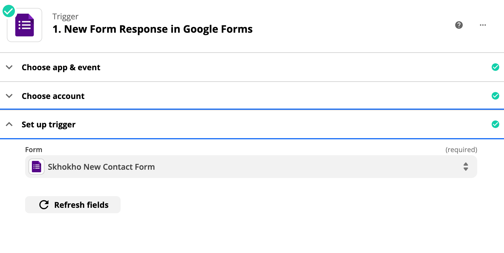 Zapier Google Forms Trigger Step 3