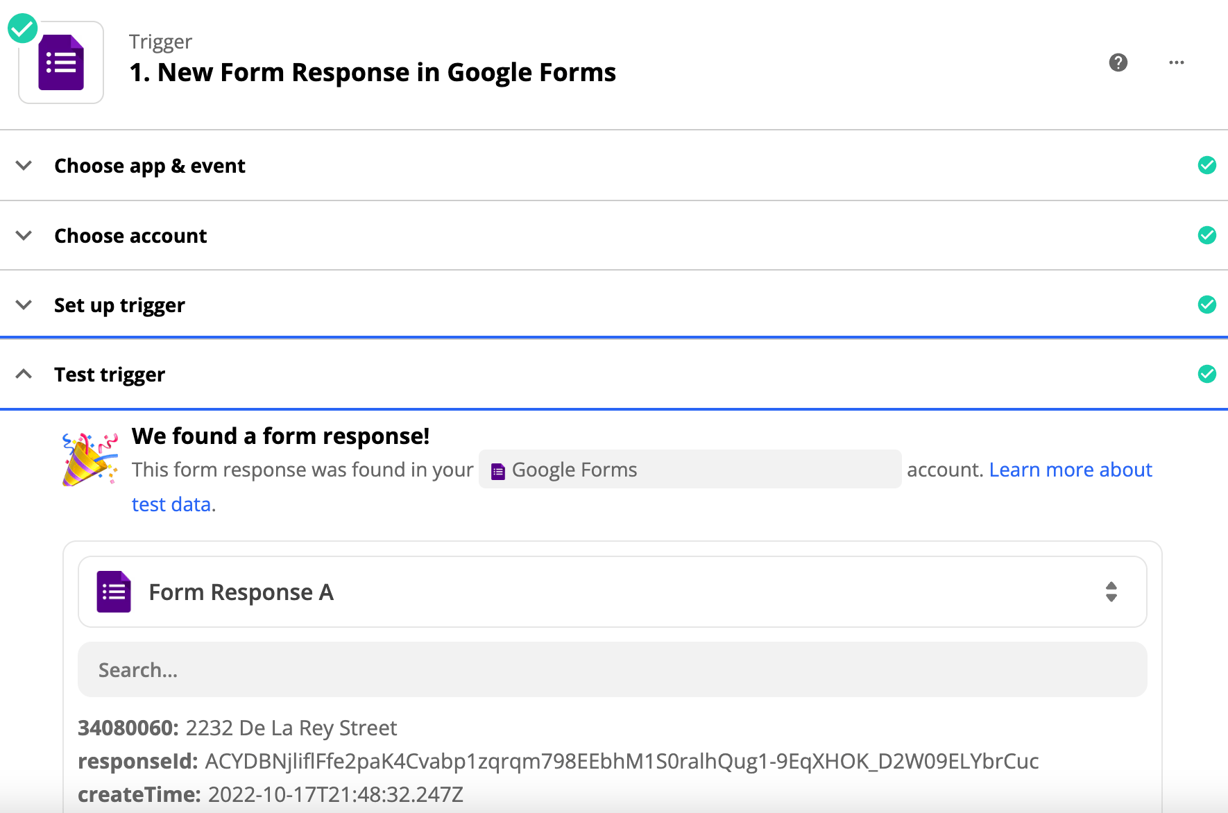 Zapier Google Forms Trigger Step 4