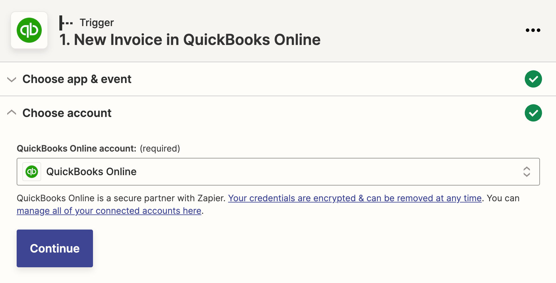 Zapier Quickbooks Online Invoice Trigger Step 2