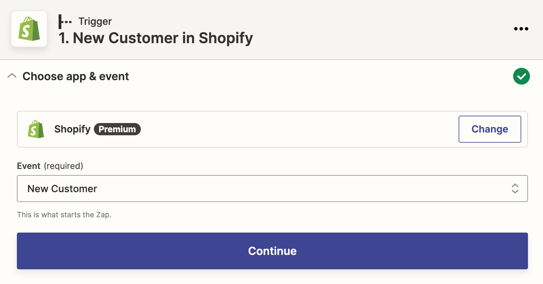 Zapier Shopify Customer Trigger Step 1