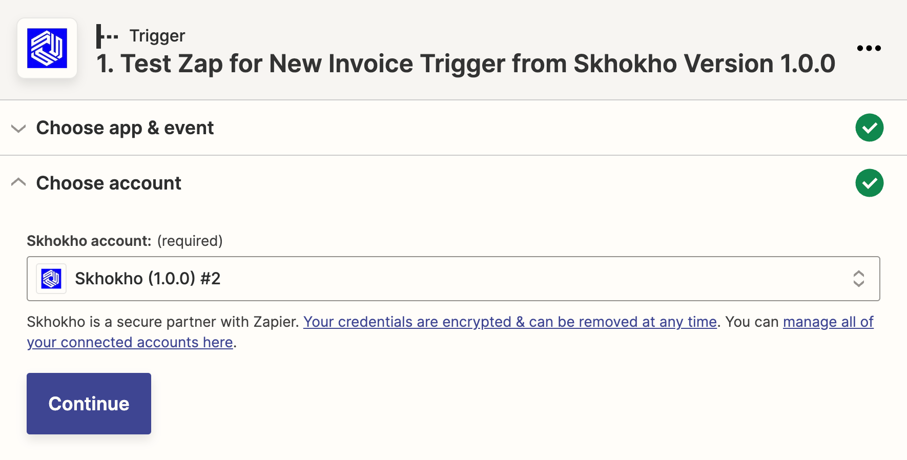 Zapier Skhokho Trigger Step 2