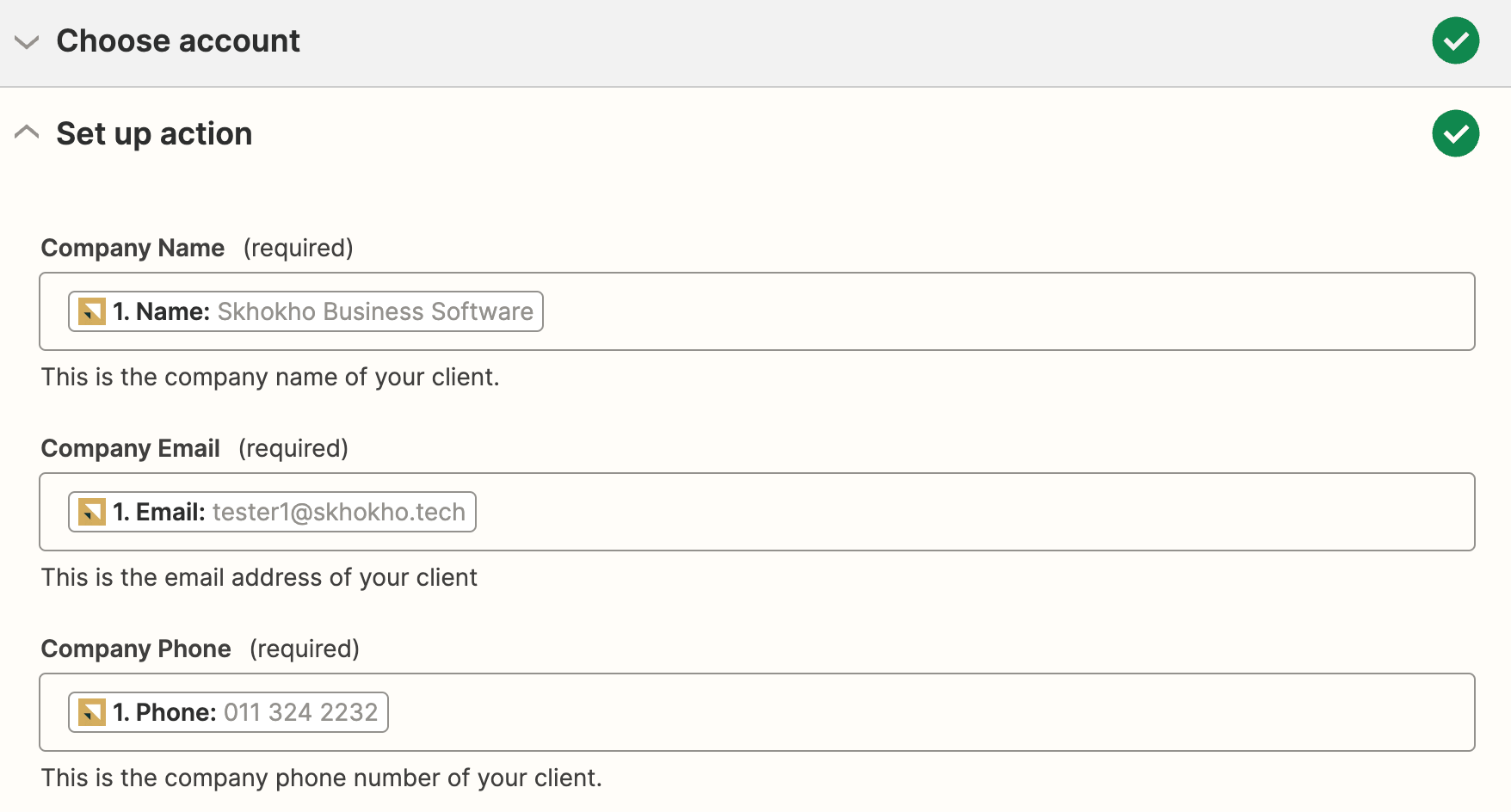Zapier Zendesk Sell Contact Action Step 3