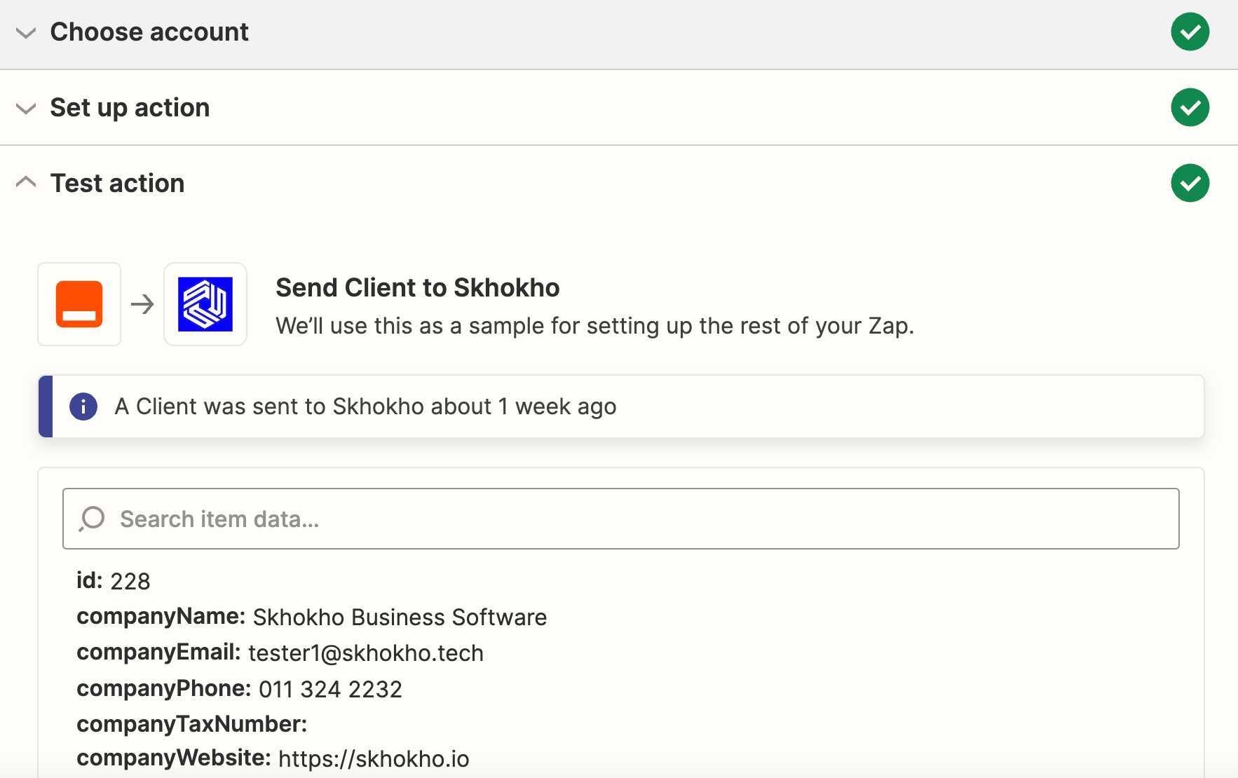Zapier Zendesk Sell Contact Action Step 4